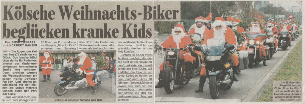 Kölsche Weihnachts-Biker beglücken kranke Kids