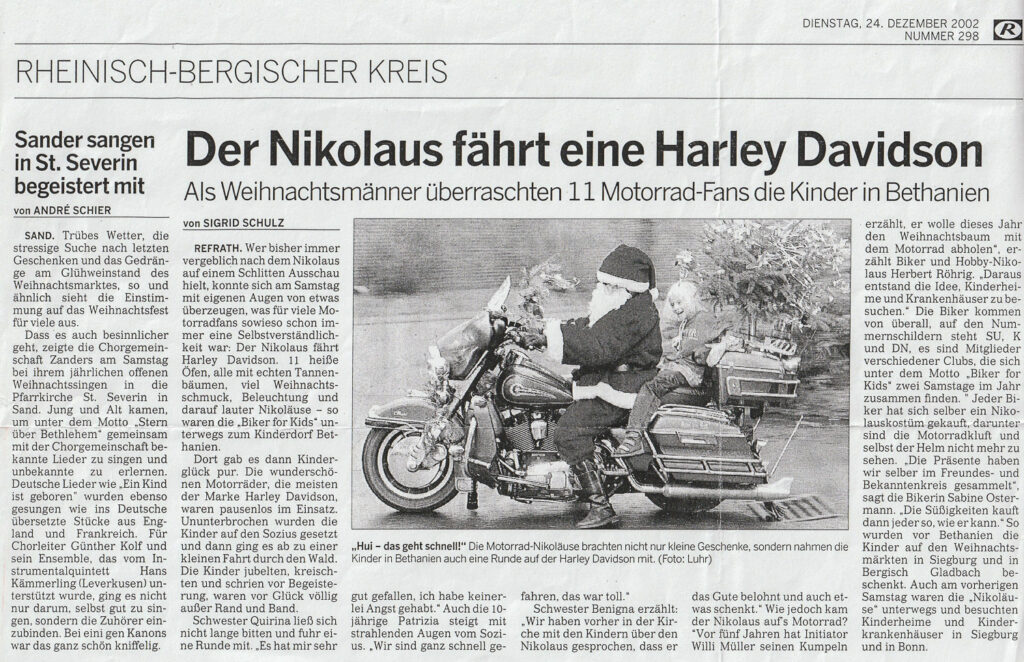 Der Nikolaus fährt eine Harley Davidson